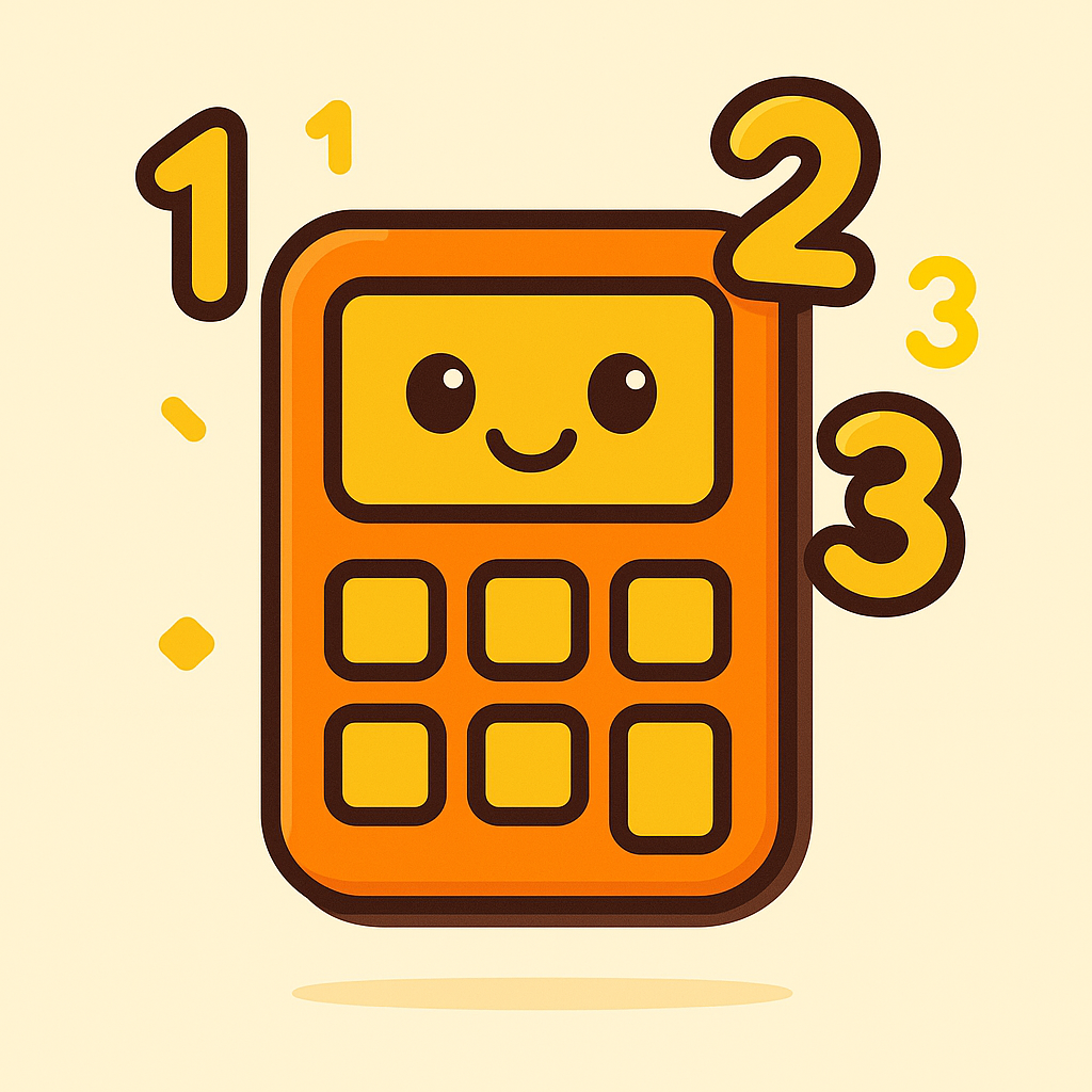 Math game icon showing numbers, calculators, and mathematical symbols